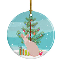 Load image into Gallery viewer, Sphynx #2 Cat Merry Christmas Ornament - Round Ceramic Ornament – Artist-Designed Keepsake Decoration