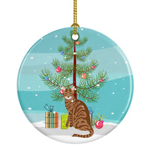 Load image into Gallery viewer, Toyger Cat Merry Christmas Ornament - Round Ceramic Ornament – Artist-Designed Keepsake Decoration