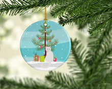 Load image into Gallery viewer, Turkish Angora Cat Merry Christmas Ornament - Round Ceramic Ornament – Artist-Designed Keepsake Decoration