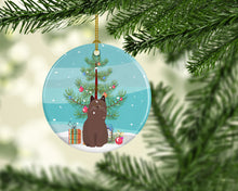 Load image into Gallery viewer, York Chocolate Cat Merry Christmas Ornament - Round Ceramic Ornament – Artist-Designed Keepsake Decoration