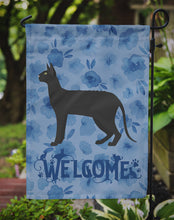 Load image into Gallery viewer, Black Cornish Rex Cat Welcome Garden Flag - Outdoor Decorative Yard Flag CK4863GF