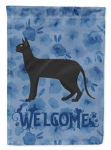 Load image into Gallery viewer, Black Cornish Rex Cat Welcome Garden Flag - Outdoor Decorative Yard Flag CK4863GF