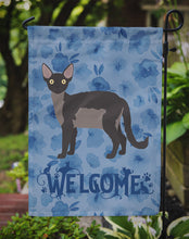 Load image into Gallery viewer, Devon Rex Cat Welcome Garden Flag - Outdoor Decorative Yard Flag CK4867GF