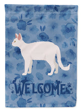 Load image into Gallery viewer, White Devon Rex Cat Welcome Flag Canvas House Size CK4868CHF