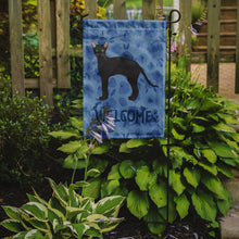 Load image into Gallery viewer, Black German Rex Cat Welcome Garden Flag - Outdoor Decorative Yard Flag CK4892GF
