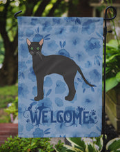 Load image into Gallery viewer, Black German Rex Cat Welcome Garden Flag - Outdoor Decorative Yard Flag CK4892GF