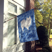 Load image into Gallery viewer, White Pomeranian Welcome Flag Canvas House Size CK6094CHF