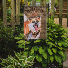 Load image into Gallery viewer, Akita Cowboy Dog Welcome Garden Flag – Western-Style Dog with Hat &amp; Sunglasses CK6275GF