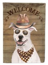 Load image into Gallery viewer, White Staffordshire Bull Terrier Country Dog Flag Canvas House Size CK6277CHF