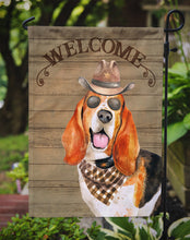 Load image into Gallery viewer, Basset Hound Cowboy Dog Welcome Garden Flag – Western-Style Dog with Hat &amp; Sunglasses CK6280GF