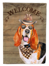Load image into Gallery viewer, Basset Hound Cowboy Dog Welcome Garden Flag – Western-Style Dog with Hat &amp; Sunglasses CK6280GF