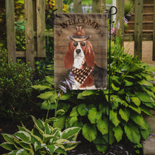 Load image into Gallery viewer, Basset Hound #2 Cowboy Dog Welcome Garden Flag – Western-Style Dog with Hat &amp; Sunglasses CK6281GF