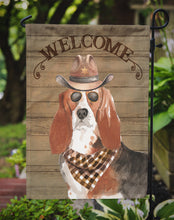 Load image into Gallery viewer, Basset Hound #2 Cowboy Dog Welcome Garden Flag – Western-Style Dog with Hat &amp; Sunglasses CK6281GF