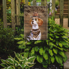 Load image into Gallery viewer, Beagle #2 Cowboy Dog Welcome Garden Flag – Western-Style Dog with Hat &amp; Sunglasses CK6283GF