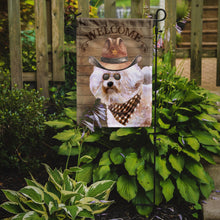 Load image into Gallery viewer, Bichon Fris� Cowboy Dog Welcome Garden Flag – Western-Style Dog with Hat &amp; Sunglasses CK6286GF