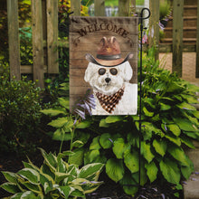 Load image into Gallery viewer, Bichon Fris� #2 Cowboy Dog Welcome Garden Flag – Western-Style Dog with Hat &amp; Sunglasses CK6287GF