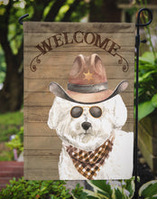 Load image into Gallery viewer, Bichon Fris� #2 Cowboy Dog Welcome Garden Flag – Western-Style Dog with Hat &amp; Sunglasses CK6287GF