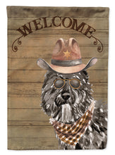 Load image into Gallery viewer, Bouvier des Flandres Cowboy Dog Welcome Garden Flag – Western-Style Dog with Hat &amp; Sunglasses CK6292GF