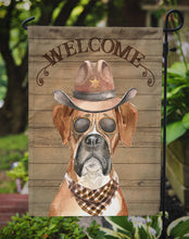 Load image into Gallery viewer, Boxer Cowboy Dog Welcome Garden Flag – Western-Style Dog with Hat &amp; Sunglasses CK6293GF