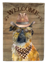 Load image into Gallery viewer, Brussels Griffon Cowboy Dog Welcome Garden Flag – Western-Style Dog with Hat &amp; Sunglasses CK6298GF