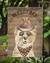 Load image into Gallery viewer, Cairn Terrier Cowboy Dog Welcome Garden Flag – Western-Style Dog with Hat &amp; Sunglasses CK6299GF