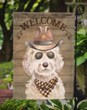 Load image into Gallery viewer, Champagne Cockapoo Cowboy Dog Welcome Garden Flag – Western-Style Dog with Hat &amp; Sunglasses CK6304GF