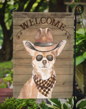 Load image into Gallery viewer, Chihuahua Cowboy Dog Welcome Garden Flag – Western-Style Dog with Hat &amp; Sunglasses CK6305GF