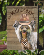 Load image into Gallery viewer, Chinese Crested Cowboy Dog Welcome Garden Flag – Western-Style Dog with Hat &amp; Sunglasses CK6306GF