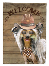 Load image into Gallery viewer, Chinese Crested Cowboy Dog Welcome Garden Flag – Western-Style Dog with Hat &amp; Sunglasses CK6306GF