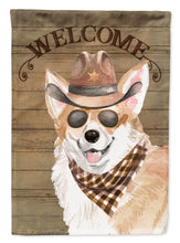 Load image into Gallery viewer, Corgi Cowboy Dog Welcome Garden Flag – Western-Style Dog with Hat &amp; Sunglasses CK6310GF