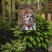 Load image into Gallery viewer, Dalmatian #3 Cowboy Dog Welcome Garden Flag – Western-Style Dog with Hat &amp; Sunglasses CK6315GF