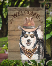 Load image into Gallery viewer, Alaskan Malamute Cowboy Dog Welcome Garden Flag – Western-Style Dog with Hat &amp; Sunglasses CK6317GF