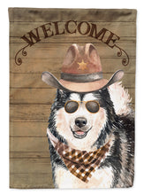 Load image into Gallery viewer, Alaskan Malamute Cowboy Dog Welcome Garden Flag – Western-Style Dog with Hat &amp; Sunglasses CK6317GF