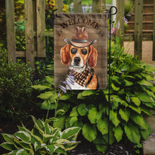 Load image into Gallery viewer, Beagle #3 Cowboy Dog Welcome Garden Flag – Western-Style Dog with Hat &amp; Sunglasses CK6318GF
