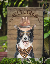 Load image into Gallery viewer, Border Collie Cowboy Dog Welcome Garden Flag – Western-Style Dog with Hat &amp; Sunglasses CK6319GF