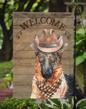 Load image into Gallery viewer, German Shepherd Cowboy Dog Welcome Garden Flag – Western-Style Dog with Hat &amp; Sunglasses CK6321GF