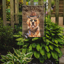 Load image into Gallery viewer, Golden Retriever Cowboy Dog Welcome Garden Flag – Western-Style Dog with Hat &amp; Sunglasses CK6322GF