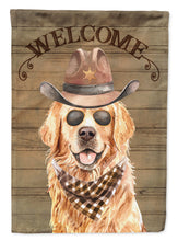 Load image into Gallery viewer, Golden Retriever Cowboy Dog Welcome Garden Flag – Western-Style Dog with Hat &amp; Sunglasses CK6322GF