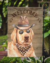 Load image into Gallery viewer, Labrador Retriever Cowboy Dog Welcome Garden Flag – Western-Style Dog with Hat &amp; Sunglasses CK6323GF
