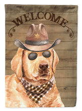Load image into Gallery viewer, Labrador Retriever Cowboy Dog Welcome Garden Flag – Western-Style Dog with Hat &amp; Sunglasses CK6323GF