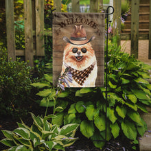 Load image into Gallery viewer, Pomeranian Cowboy Dog Welcome Garden Flag – Western-Style Dog with Hat &amp; Sunglasses CK6324GF