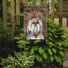 Load image into Gallery viewer, Shih Tzu Cowboy Dog Welcome Garden Flag – Western-Style Dog with Hat &amp; Sunglasses CK6326GF