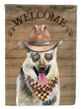 Load image into Gallery viewer, East European Shepherd Cowboy Dog Welcome Garden Flag – Western-Style Dog with Hat &amp; Sunglasses CK6328GF