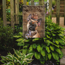 Load image into Gallery viewer, Fawn French Bulldog Cowboy Dog Welcome Garden Flag – Western-Style Dog with Hat &amp; Sunglasses CK6330GF