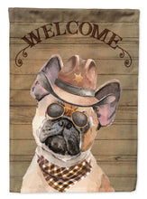 Load image into Gallery viewer, Fawn French Bulldog Cowboy Dog Welcome Garden Flag – Western-Style Dog with Hat &amp; Sunglasses CK6330GF