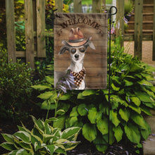 Load image into Gallery viewer, Italian Greyhound Cowboy Dog Welcome Garden Flag – Western-Style Dog with Hat &amp; Sunglasses CK6336GF