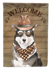 Load image into Gallery viewer, Alaskan Malamute #2 Cowboy Dog Welcome Garden Flag – Western-Style Dog with Hat &amp; Sunglasses CK6341GF
