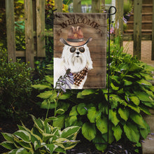 Load image into Gallery viewer, Maltese #2 Cowboy Dog Welcome Garden Flag – Western-Style Dog with Hat &amp; Sunglasses CK6342GF