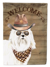 Load image into Gallery viewer, Maltese #2 Cowboy Dog Welcome Garden Flag – Western-Style Dog with Hat &amp; Sunglasses CK6342GF