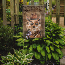 Load image into Gallery viewer, Norfolk Terrier Cowboy Dog Welcome Garden Flag – Western-Style Dog with Hat &amp; Sunglasses CK6345GF